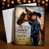 STRENGTH, COURAGE AND ADVENTURES (Heartland) Greeting card by Chris Tutty