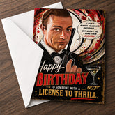 HAPPY BIRTHDAY – LICENSE TO THRILL (James Bond 007) Greeting Card by Chris Tutty