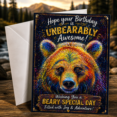 Hope Your Birthday is Unbearably Awesome! — Spirit Paws Greeting Card by Chris Tutty
