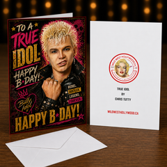 To a True Idol — Happy B-Day! Billy Idol Greeting Card by Chris Tutty