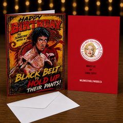 Happy Birthday to Someone With a Black Belt to Hold Up Their Pants! — Bruce Lee Card by Chris Tutty