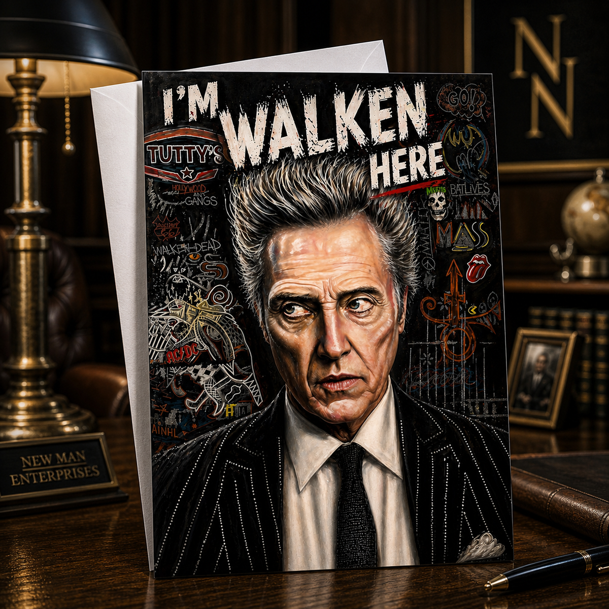 I'M WALKEN HERE (Christopher Walken) Greeting Card by Chris Tutty