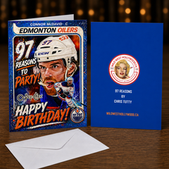 97 Reasons to Party! Happy Birthday! — Connor McDavid Edmonton Oilers Card by Chris Tutty