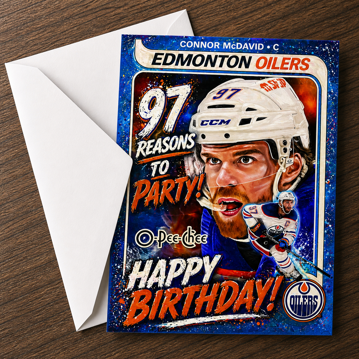 97 Reasons to Party! Happy Birthday! — Connor McDavid Edmonton Oilers Card by Chris Tutty
