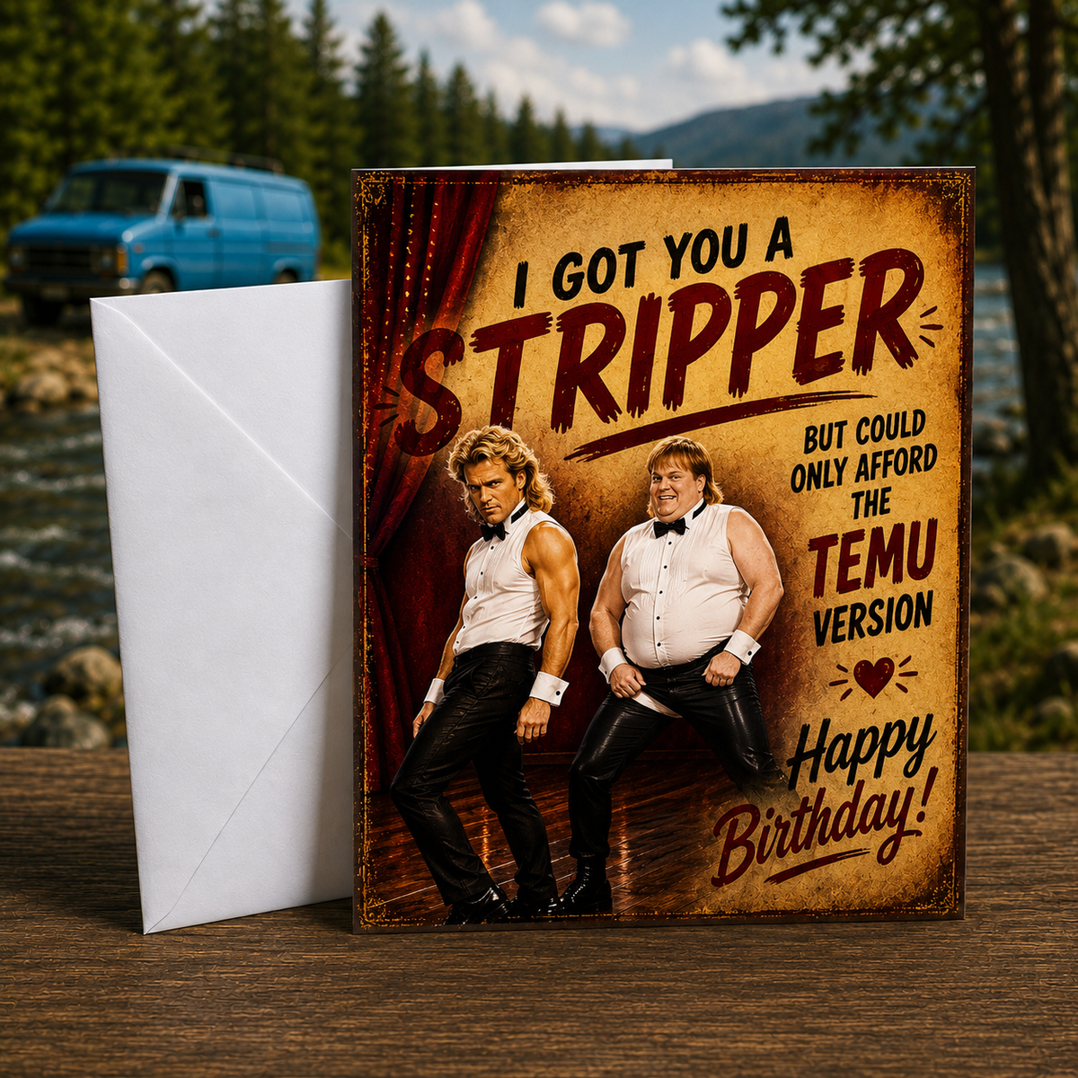 Dollardales Birthday Card – I Got You a Stripper – Art by Chris Tutty