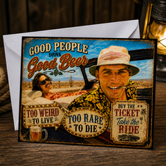 TOO WEIRD TO LIVE, TOO RARE TO DIE (Fear and Loathing) Greeting Card by Chris Tutty
