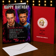 HAPPY BIRTHDAY – HERE ARE THE RULES (Fight Club) Greeting Card by Chris Tutty