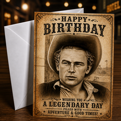 HAPPY BIRTHDAY – A LEGENDARY DAY (James Dean) Greeting Card by Chris Tutty