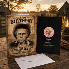 HAPPY BIRTHDAY – A LEGENDARY DAY (James Dean) Greeting Card by Chris Tutty