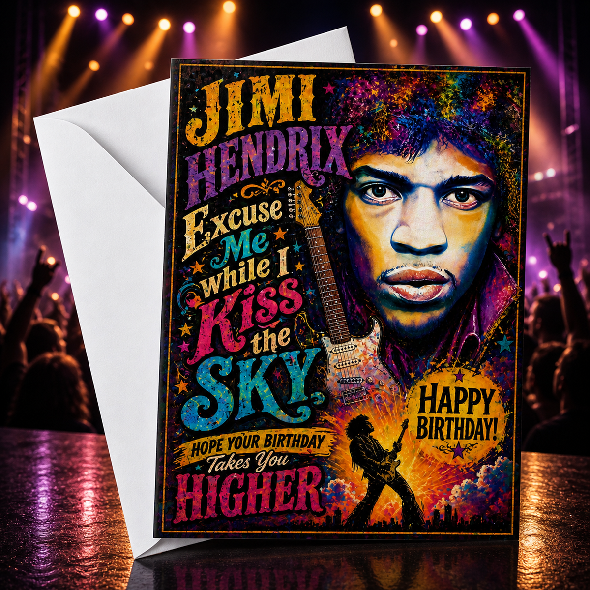 Excuse Me While I Kiss the Sky. Hope Your Birthday Takes You Higher! — Kiss the Sky Card by Chris Tutty
