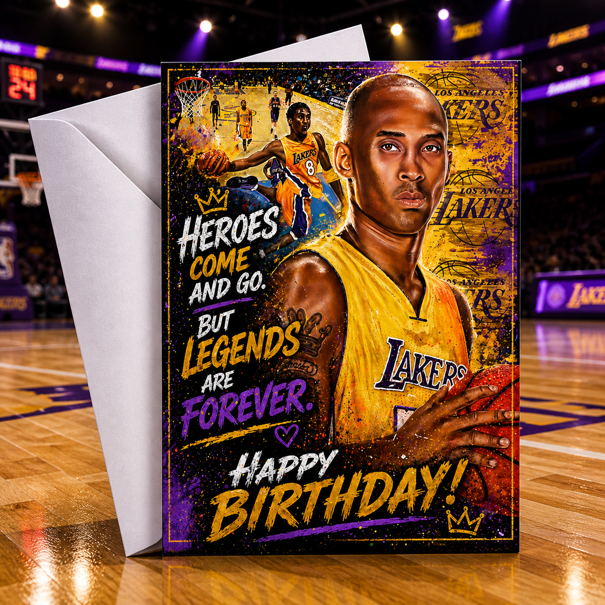Heroes Come and Go. But Legends Are Forever. Happy Birthday! — Kobe Bryant LA Lakers Card by Chris Tutty