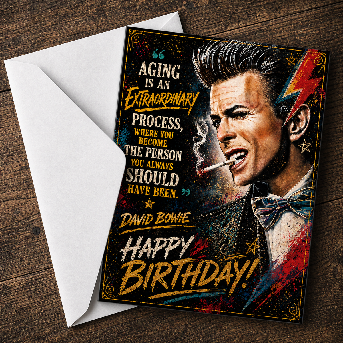 Aging Is an Extraordinary Process, Where You Become the Person You Always Should Have Been. — Bowie 2 Card by Chris Tutty