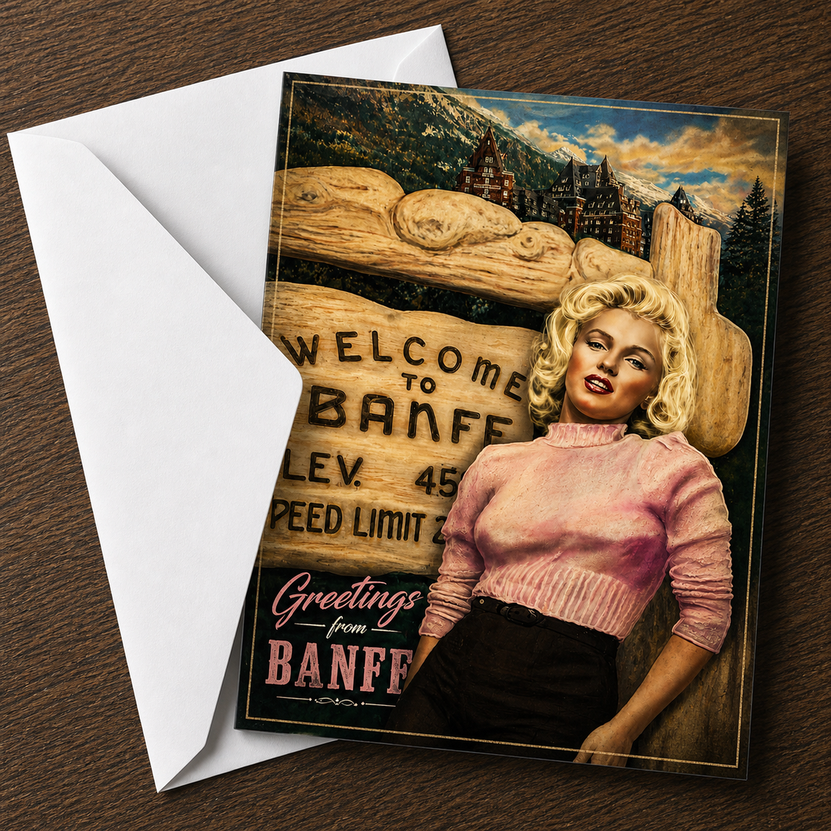 GREETINGS FROM BANFF (Marilyn Monroe) Greeting Card by Chris Tutty