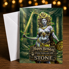 Happy Birthday to a Woman Whose Looks Can Still Turn Any Man to Stone! — Card by Chris Tutty