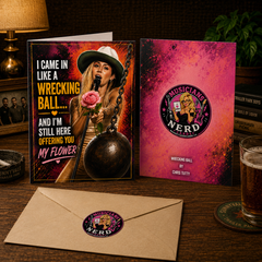 I Came In Like a Wrecking Ball… And I’m Still Here Offering You My Flower — Miley Cyrus Card by Chris Tutty