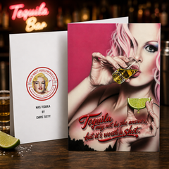 (Mas Tequila) Pam Anderson Greeting Card by Chris Tutty