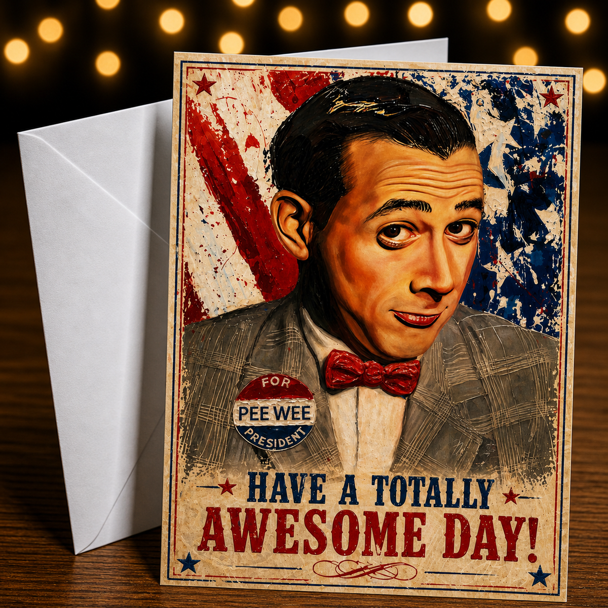 HAVE A TOTALLY AWESOME DAY! (Pee-Wee Herman for President) Greeting Card by Chris Tutty