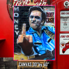 Johnny Cash Canvas Art by Chris Tutty - The Folsom Flip Country Legend