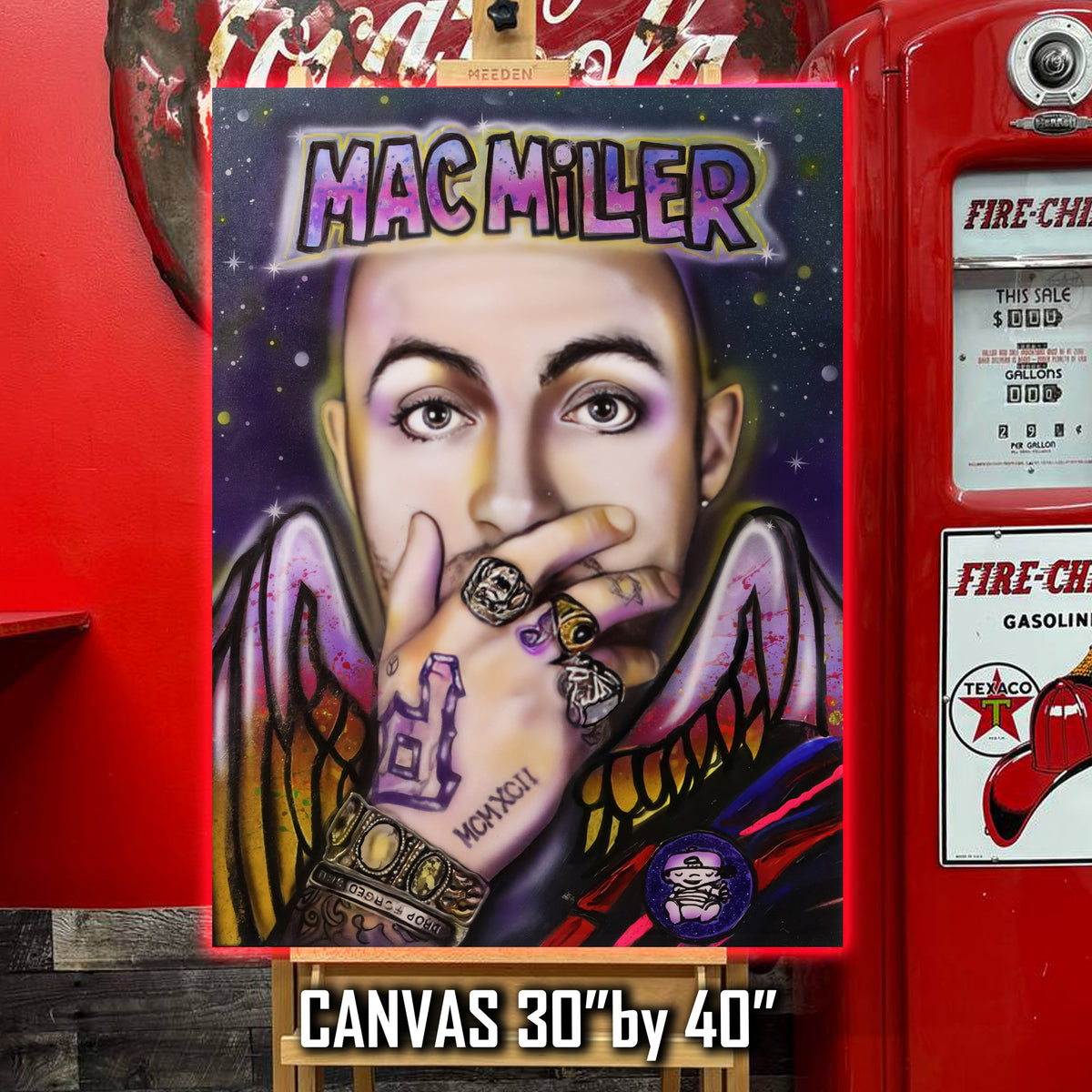 Mac Miller Canvas Art by Chris Tutty - In Flight Hip Hop Artist Portrait