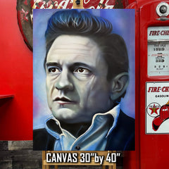Johnny Cash Canvas Art by Chris Tutty - Hurt Country Legend Portrait
