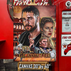 Russell Crowe Canvas Art by Chris Tutty - Gladiator Are You Not Entertained