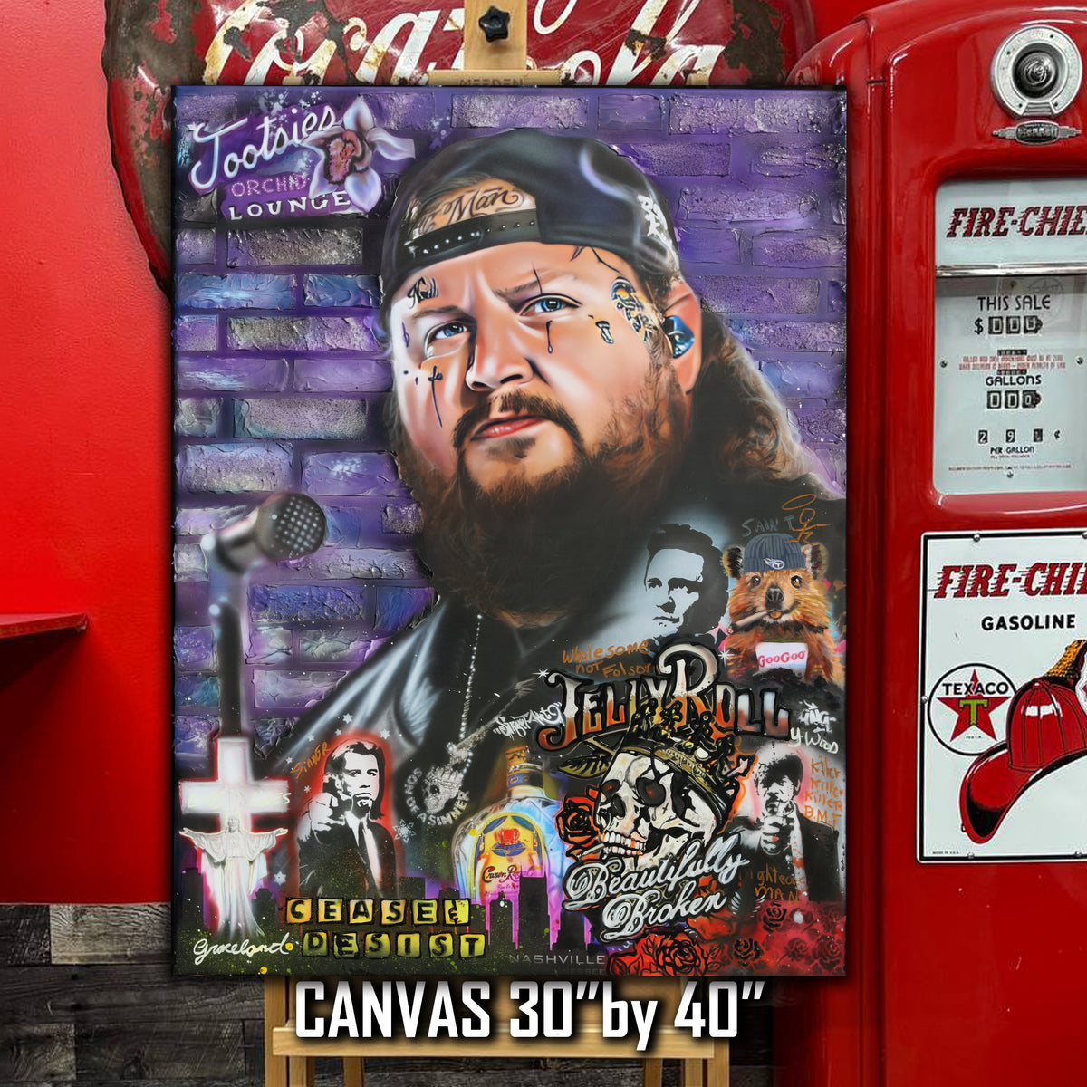 Jelly Roll Canvas Art by Chris Tutty - Save Me Country Hip Hop Portrait
