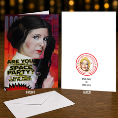 Space Party Greeting Card by Chris Tutty