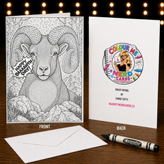 Sheep Patrol — Colour Me Nerd Colouring Card by Chris Tutty (Copy)