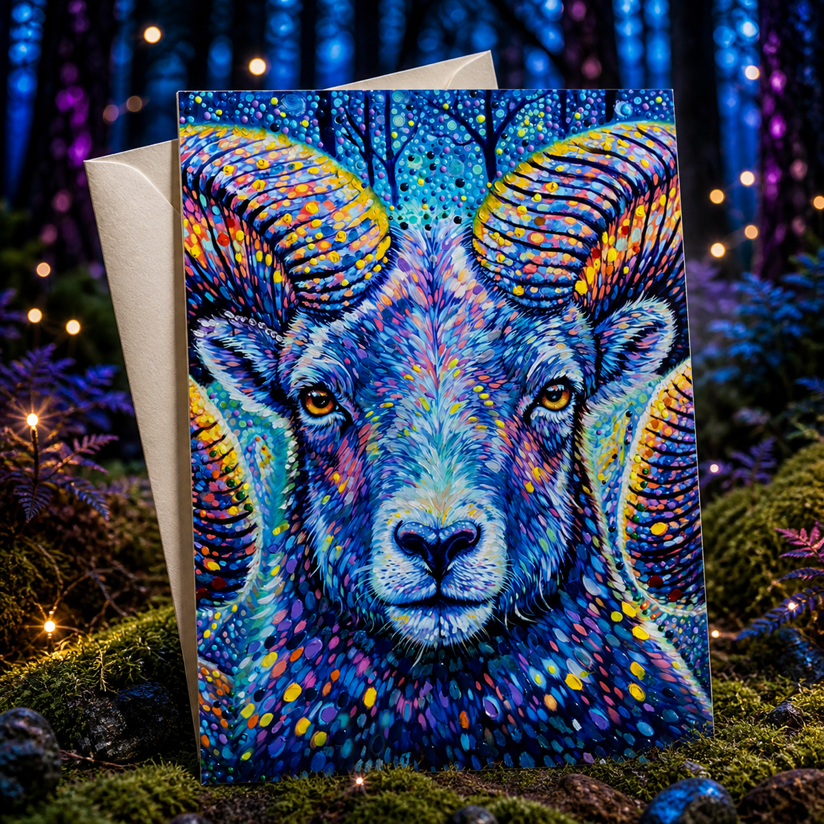 Ram Tuff — Original Wildlife Art Card by Chris Tutty