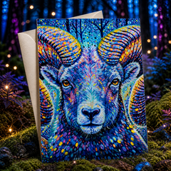 Ram Tuff — Original Wildlife Art Card by Chris Tutty