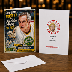 Old Time Hockey and a Birthday Party to Match! — Reggie Dunlop Charlestown Chiefs Card by Chris Tutty