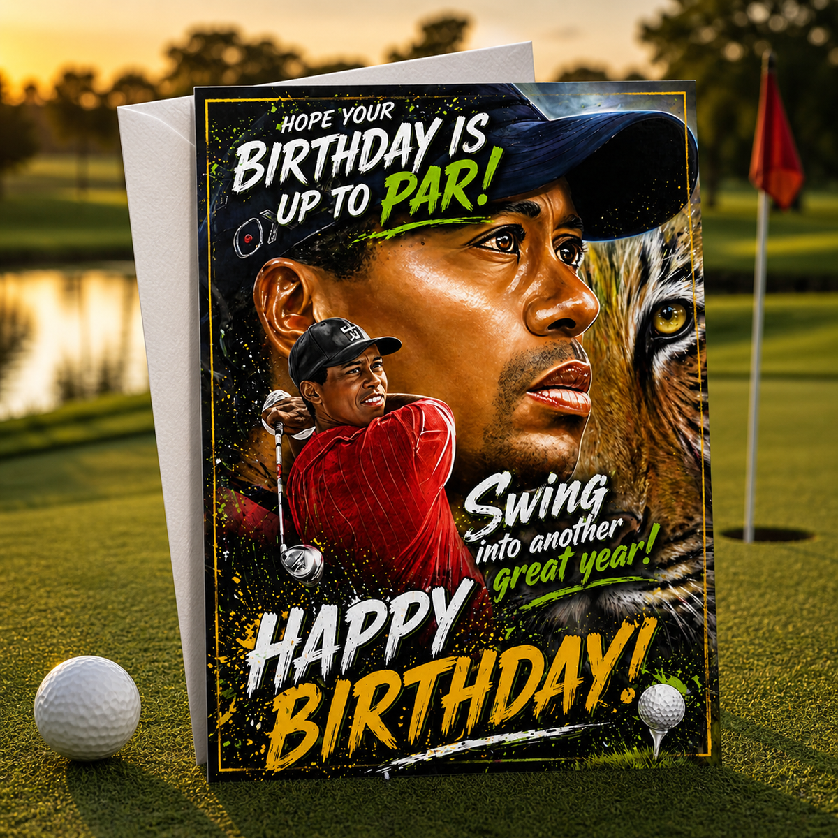 Hope Your Birthday Is Up to Par! Swing Into Another Great Year! Happy Birthday! — Tiger King Card by Chris Tutty