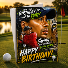 Hope Your Birthday Is Up to Par! Swing Into Another Great Year! Happy Birthday! — Tiger King Card by Chris Tutty