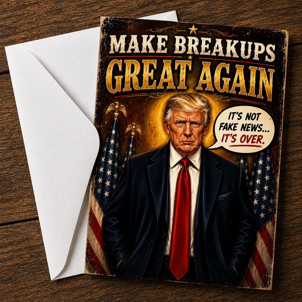 Make Breakups Great Again — It’s Not Fake News… It’s Over! Breakup Card by Chris Tutty
