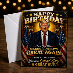 MAKES BIRTHDAYS GREAT AGAIN – THIS IS NOT FAKE NEWS (The Donald / Trump) Greeting Card by Chris Tutty