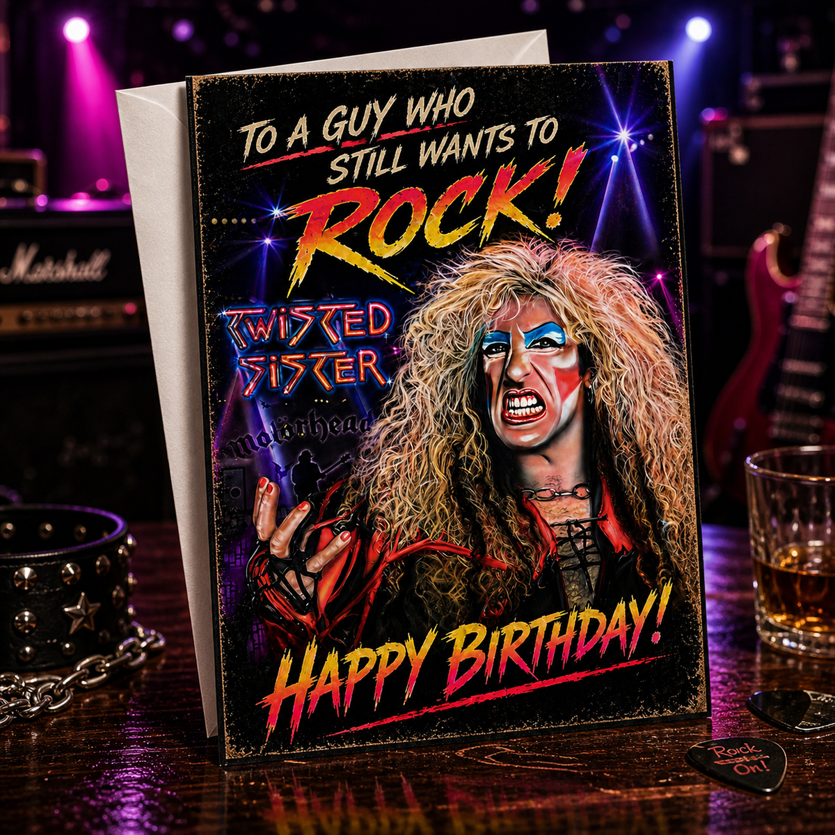 To a Guy Who Still Wants to ROCK! Happy Birthday! — Still Rock Card by Chris Tutty
