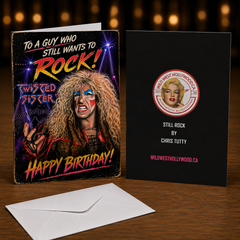 To a Guy Who Still Wants to ROCK! Happy Birthday! — Still Rock Card by Chris Tutty