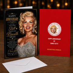 Still Takes My Breath Away — Marilyn Monroe Happy Anniversary Greeting Card by Chris Tutty