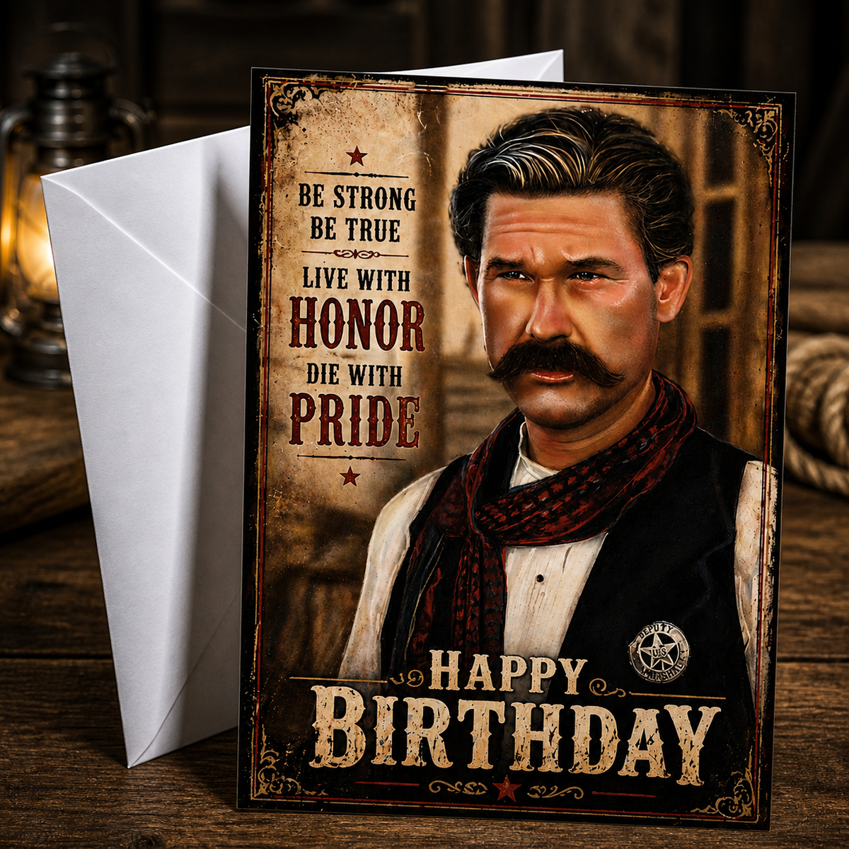 Be Strong, Be True — Wyatt Earp Happy Birthday Greeting Card by Chris Tutty
