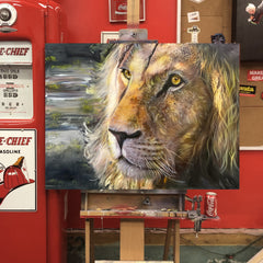 Lion Canvas Art - Lion Around by Chris Tutty