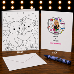 Two Bears – Colour Me Nerd Card for Kids – Art by Chris Tutty