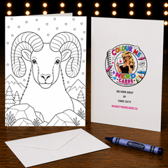 Big Horn Sheep – Colour Me Nerd Card for Kids – Art by Chris Tutty