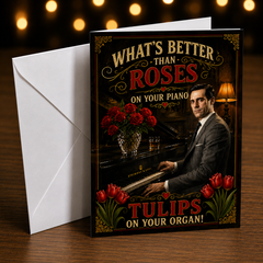 What's Better Than Roses on Your Piano? Tulips on Your Organ! — Card by Chris Tutty