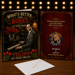 What's Better Than Roses on Your Piano? Tulips on Your Organ! — Card by Chris Tutty
