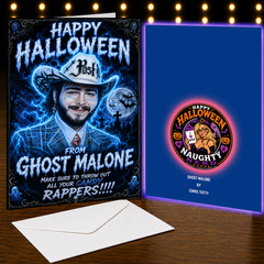 Happy Halloween From Post "Ghost" Malone — Halloween Card by Chris Tutty