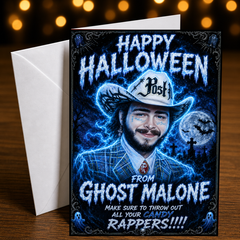 Happy Halloween From Post "Ghost" Malone — Halloween Card by Chris Tutty