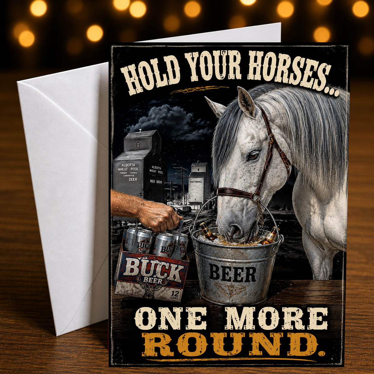 Hold Your Horses... One More Round. — Card by Chris Tutty