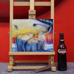 Polar Bear Canvas Art - Under the Northern Lights by Chris Tutty