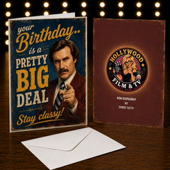 Ron Burgundy Birthday Card – Your Birthday is a Pretty Big Deal – Will Farrell Art by Chris Tutty