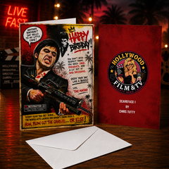 Scarface Birthday Card – Say Hello to My Little Cake –  Tony Montana (Al Pacino) Art by Chris Tutty